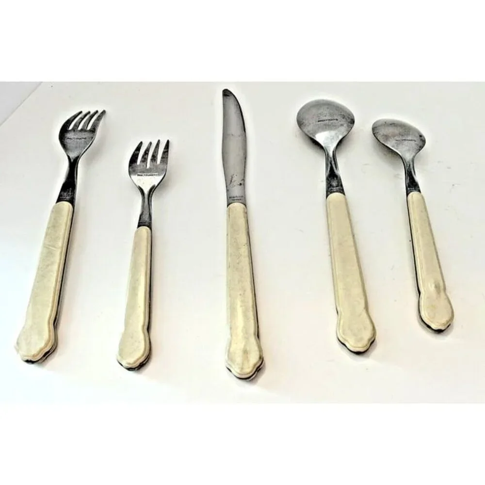 Vintage‎ Pfaltzgraff TEA ROSE Stainless Steel 5 Piece Silverware Replacement Set